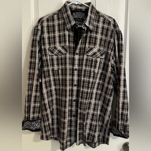 Zagiri Men's Black and White Plaid Button-Down Shirt